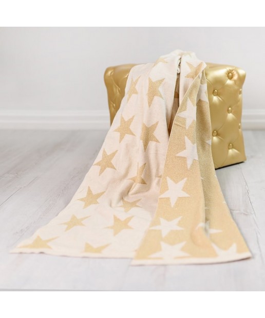 Bizzi Growin Gold Stars Blanket kocyk tkany Złote Gwiazdy