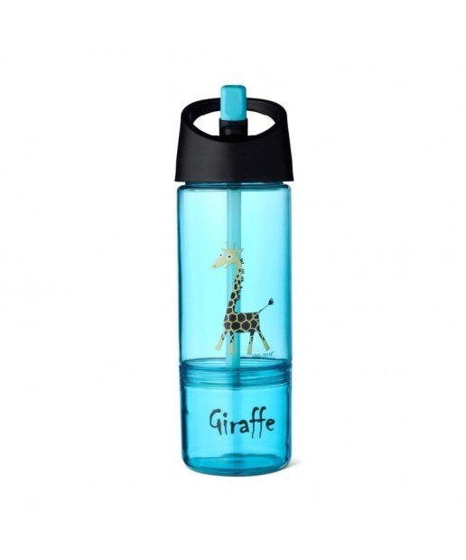 Carl Oscar Kids Bottle 2in1 Bidon z pojemnikiem na przekąski 2w1 Turquoise - Giraffe