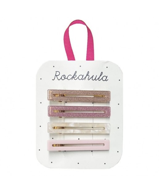 Rockahula Kids - 4 spinki do włosów Retro Acrylic Bar Pink