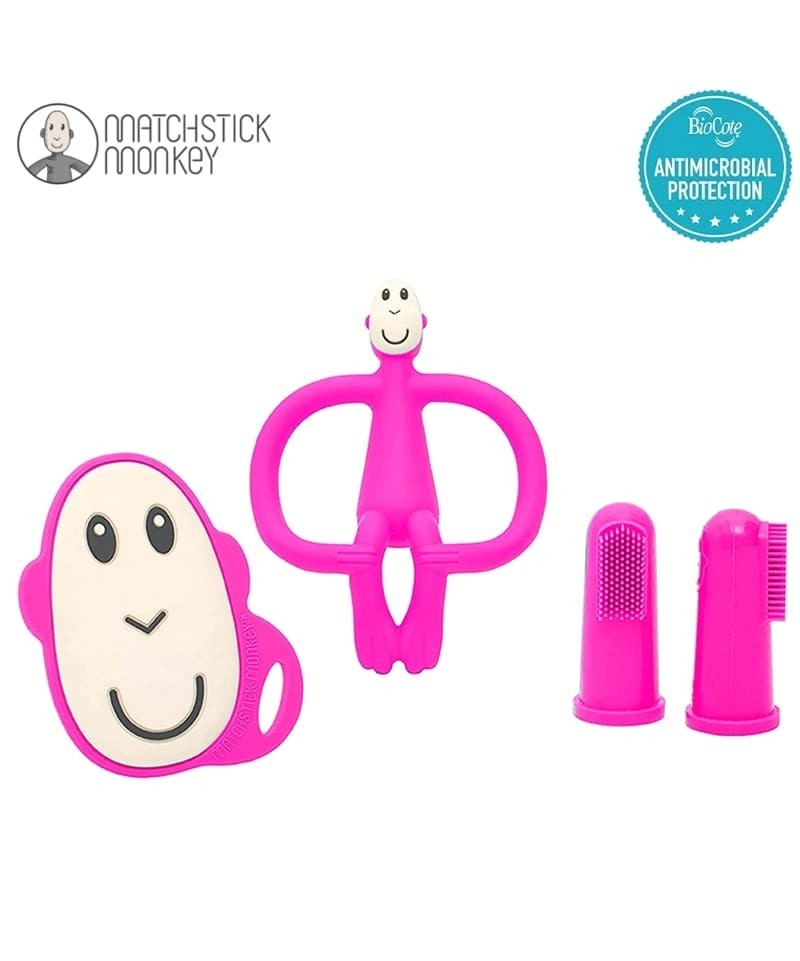 Matchstick Monkey Teething Starter Set Pink