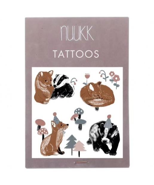 NUUKK - wegański tatuaż dla dzieci FOX AND BADGER