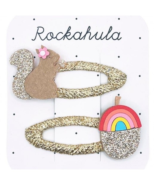 Rockahula Kids - 2 spinki do włosów Squirrel and Rainbow Acorn