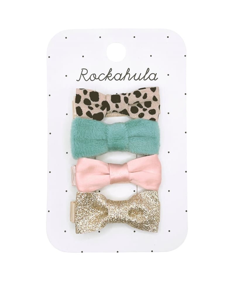 Rockahula Kids - 4 spinki do włosów Leopard Love Mini Bow