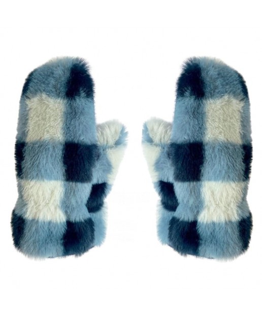 Rockahula Kids - rękawiczki zimowe Furry Checked Blue 3 - 6 lat