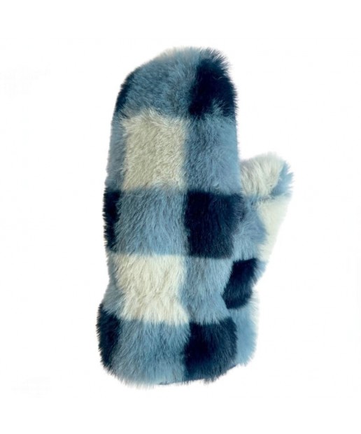Rockahula Kids - rękawiczki zimowe Furry Checked Blue 3 - 6 lat