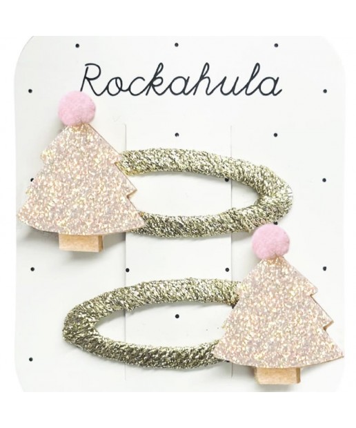 Rockahula Kids - 2 spinki do włosów Frosted Shimmer Xmas Tree