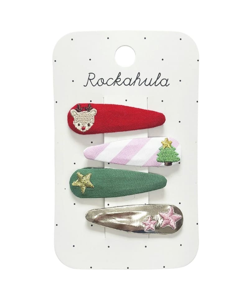 Rockahula Kids - 4 spinki do włosów Jolly Xmas Embroidered