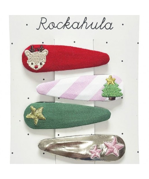 Rockahula Kids - 4 spinki do włosów Jolly Xmas Embroidered