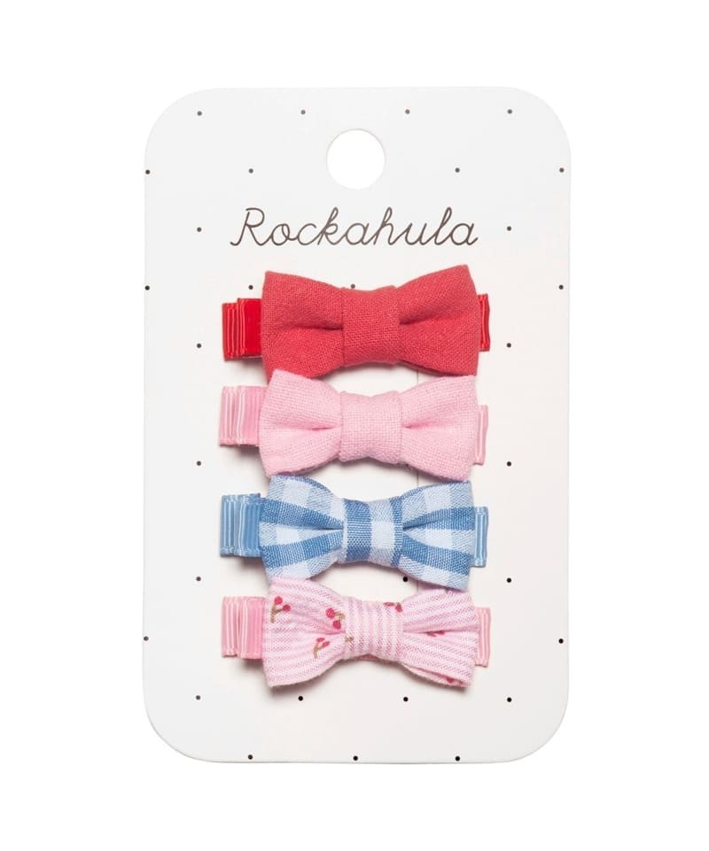 Rockahula Kids spinki do włosów dla dziewczynki 4 szt. Cherry Gingham Mini Bow
