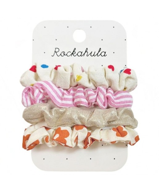 Rockahula Kids gumki scrunchie do włosów dla dziewczynki 4 szt. Rainbow Hearts