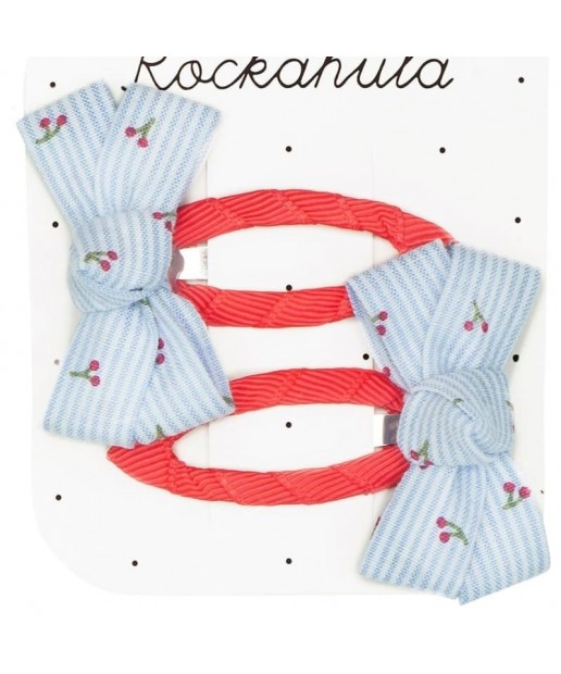 Rockahula Kids spinki do włosów dla dziewczynki 2 szt. Cherry Stripe Twisty Bow