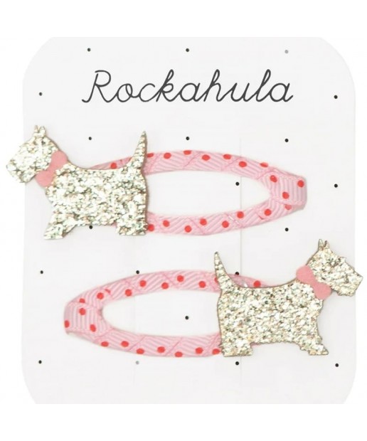 Rockahula Kids spinki do włosów dla dziewczynki 2 szt. Spotty Scottie Dog